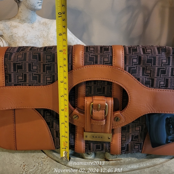 L.A.M.B. Gwen Stefani Brimley Clutch Signature Jacquard Leather Designer #55 - Picture 7 of 12